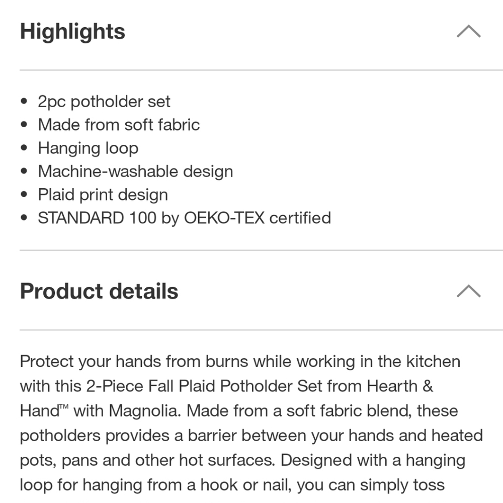 Last day! Hearth and Hand Pot Holder Set Fall Plaid Cream Woven Almond Target 23 - Picture 7 of 10